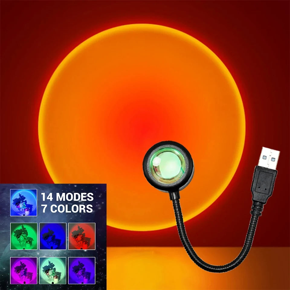 HOMEFISH USB Sunset Projector Lamp Night Light for Bedroom Living Room Wall Photography Party Mood Lighting Decoration