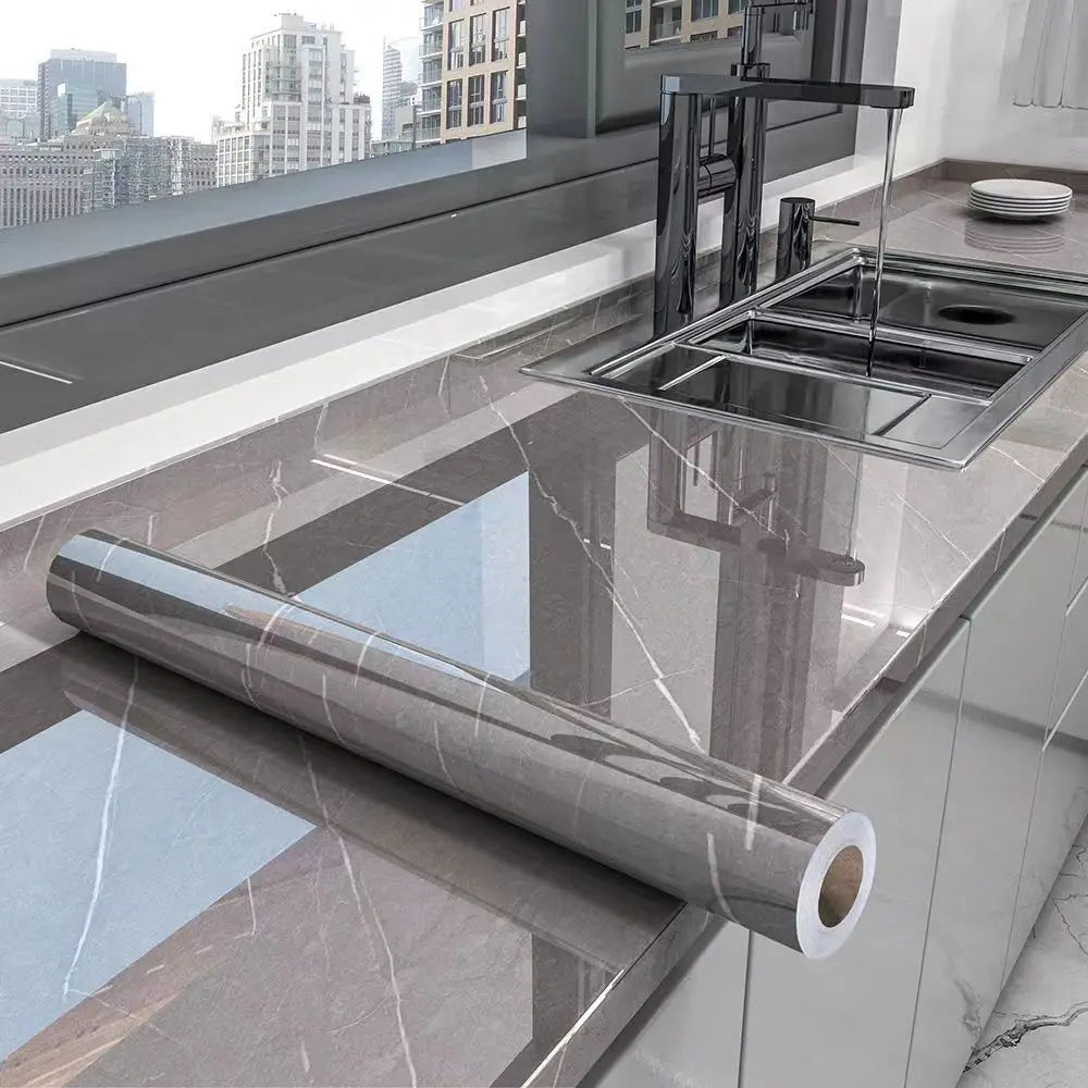 PVC 40cm waterproof marble self-adhesive wallpaper bathroom cabinet countertop contact paper waterproof wall sticker