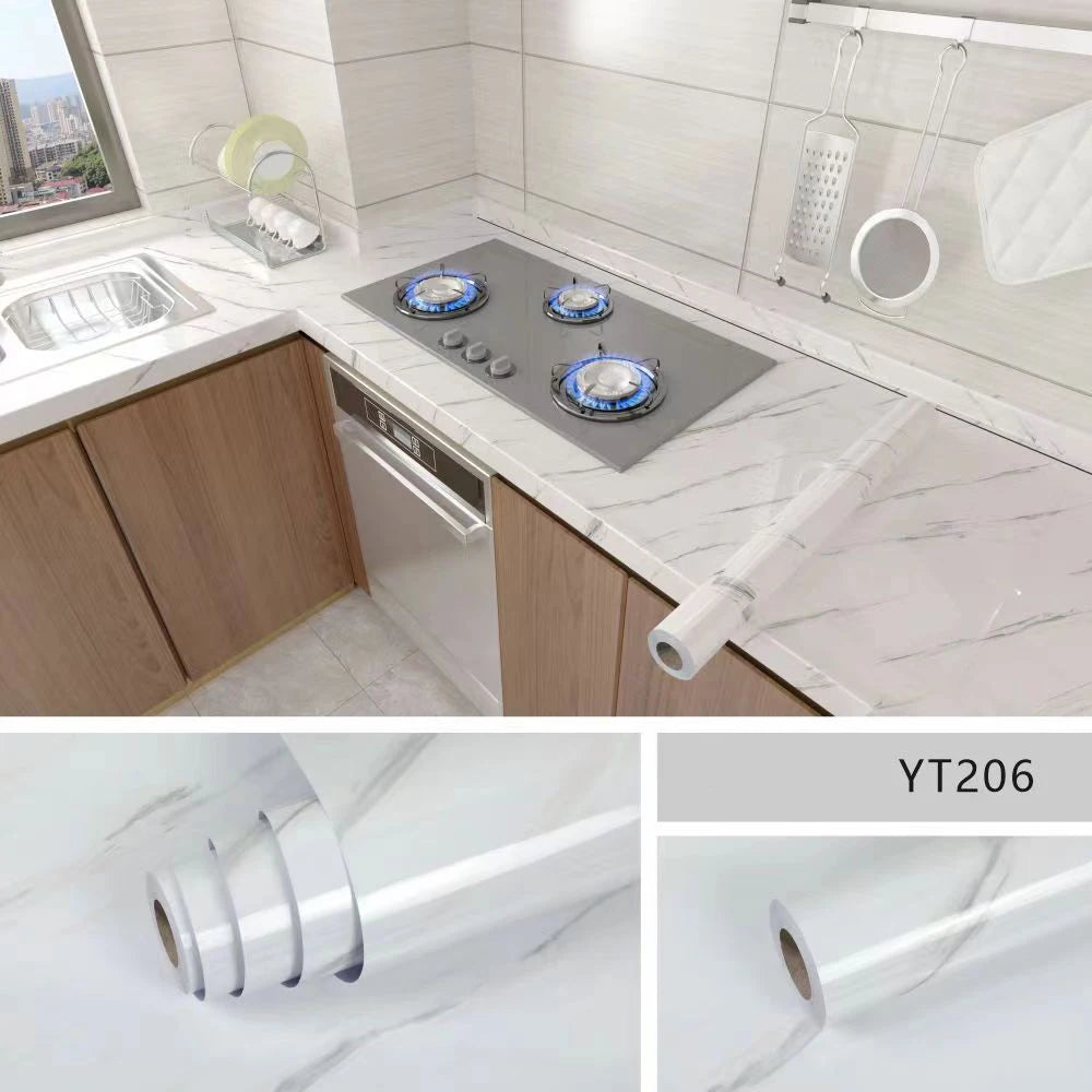PVC 40cm waterproof marble self-adhesive wallpaper bathroom cabinet countertop contact paper waterproof wall sticker